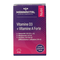 Mannavital Vitamine D3 + vitamine A forte 90 Capsules