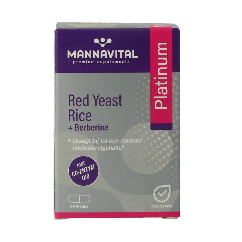 Mannavital Rode rijst + berberine platinum 60 Vegetarische capsules