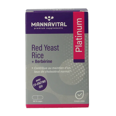 Mannavital Rode rijst + berberine platinum 60 Vegetarische capsules