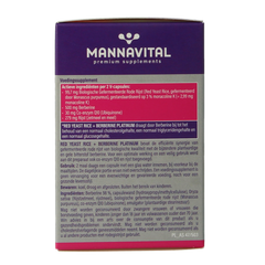 Mannavital Rode rijst + berberine platinum 60.00 Vegetarische capsules