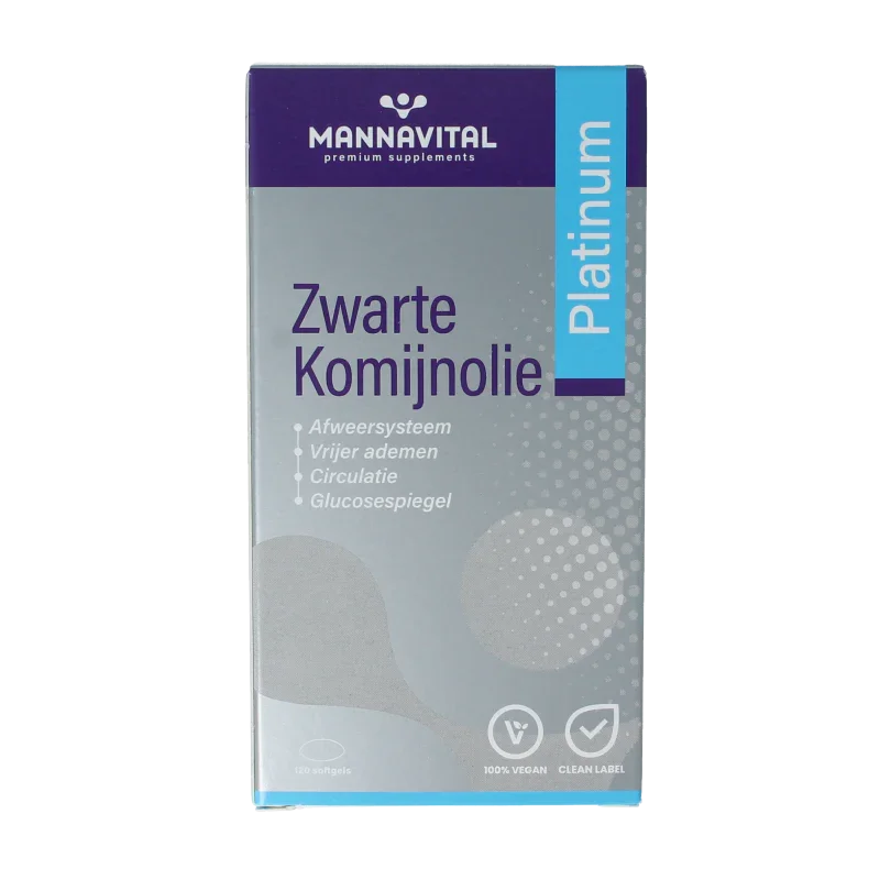 Mannavital Zwarte komijnolie platinum 120 Softgels