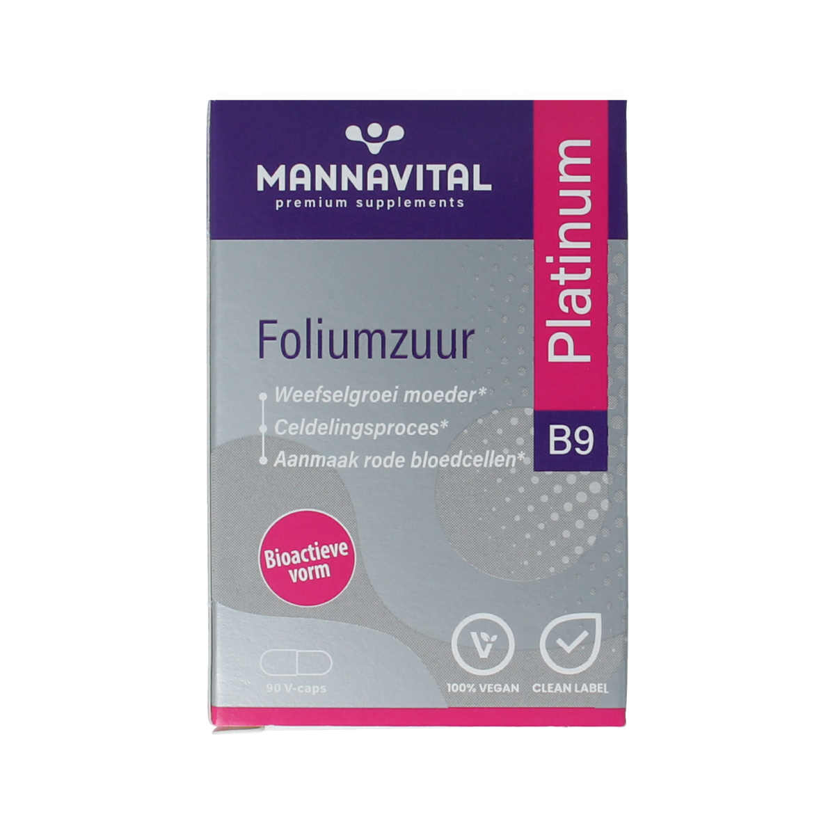 Mannavital Foliumzuur platinum 90.00 Vegetarische capsules