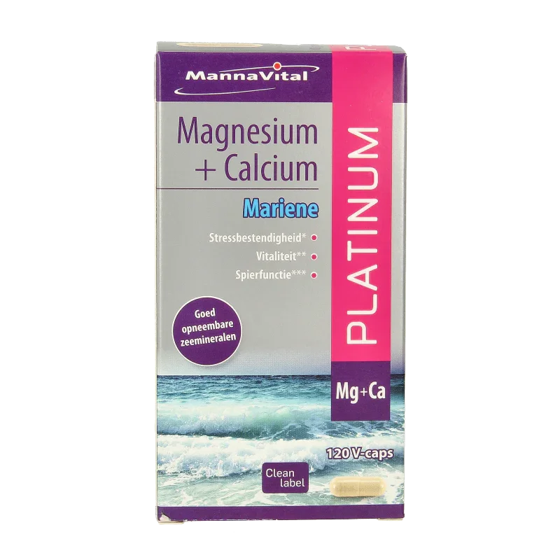 Mannavital Mariene magnesium + calcium platinum 120 Vegetarische capsules