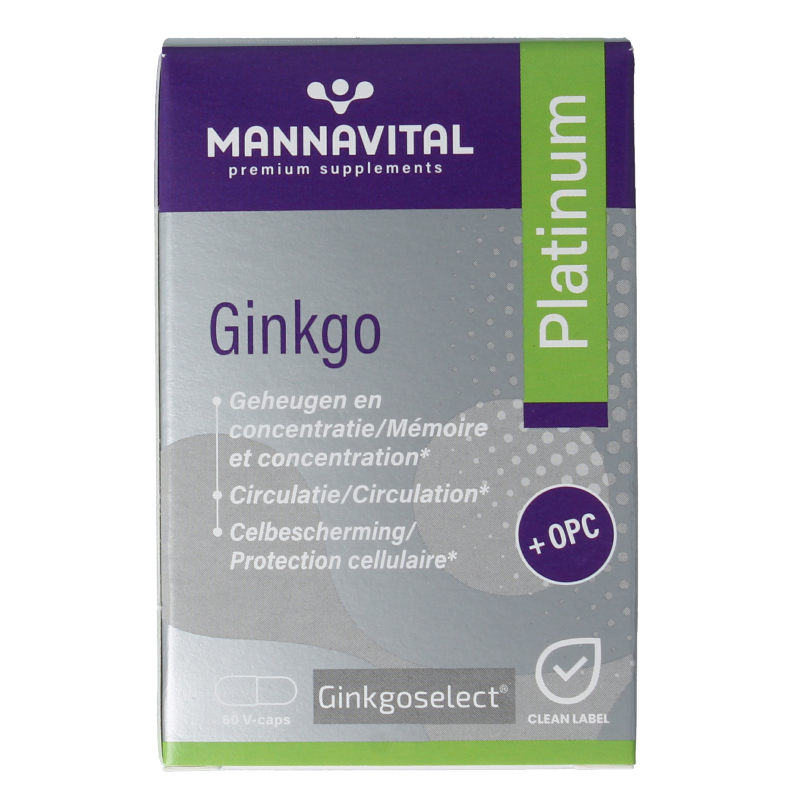 Mannavital Ginkgo platinum 60 Vegetarische capsules