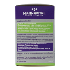 Mannavital Ginkgo platinum 60.00 Vegetarische capsules