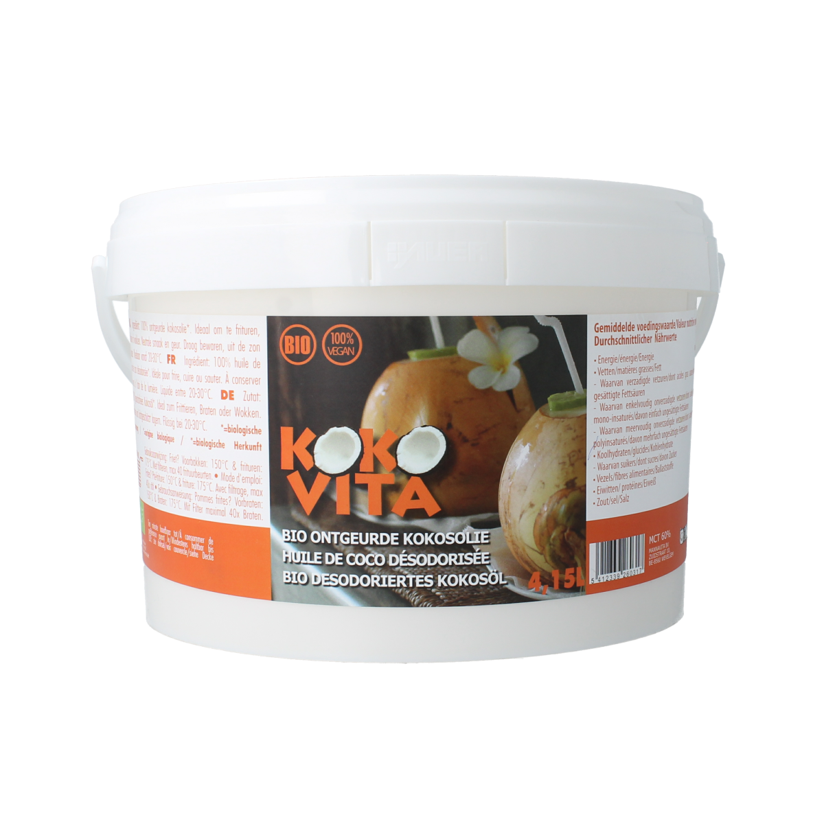 Kokovita Kokosolie geurloos bio 4150.00 Milliliter