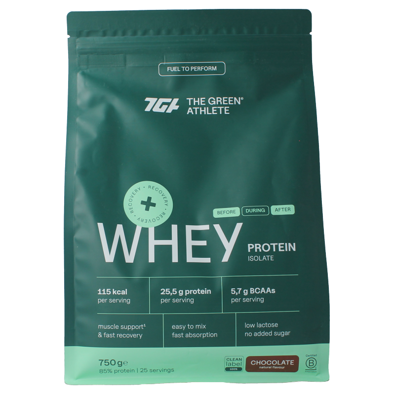 The Green Athlete Whey protein isolate chocolate 750 Gram