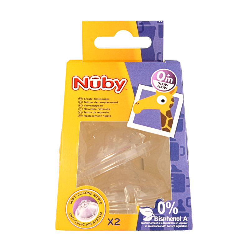 Nuby Replacement nipple slow flow 2 Stuks