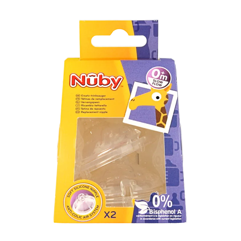 Nuby Replacement nipple slow flow 2 Stuks