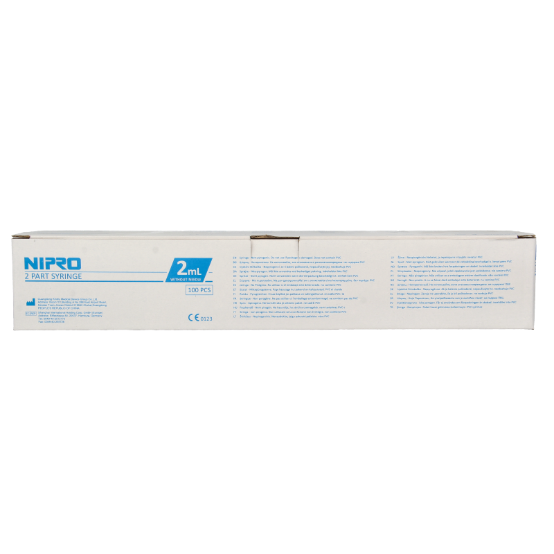 Nipro Injectiespuit 2-delig centrisch 2ml 100 Stuks