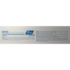 Nipro Injectiespuit luer 10ml 3-delig 100.00 Stuks
