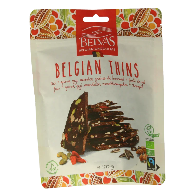 Belvas Thins puur goji amandel bio 120 Gram