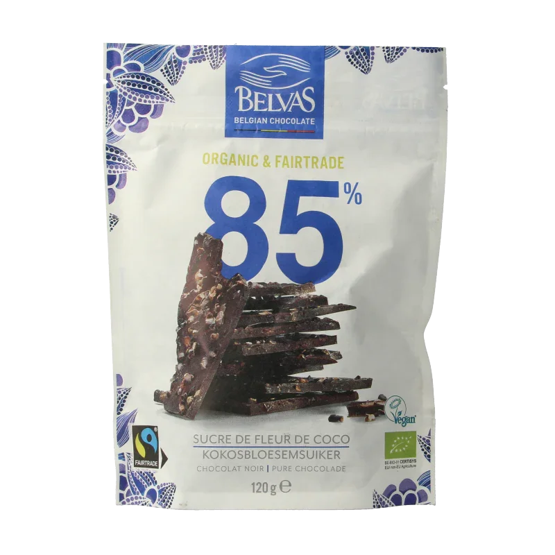 Belvas Thins dark 85% met kokosbloesemsuiker bio 120 Gram