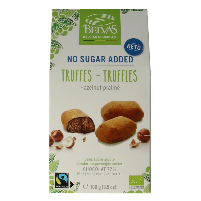 Belvas Hazelnoot praline truffels bio 100 Gram