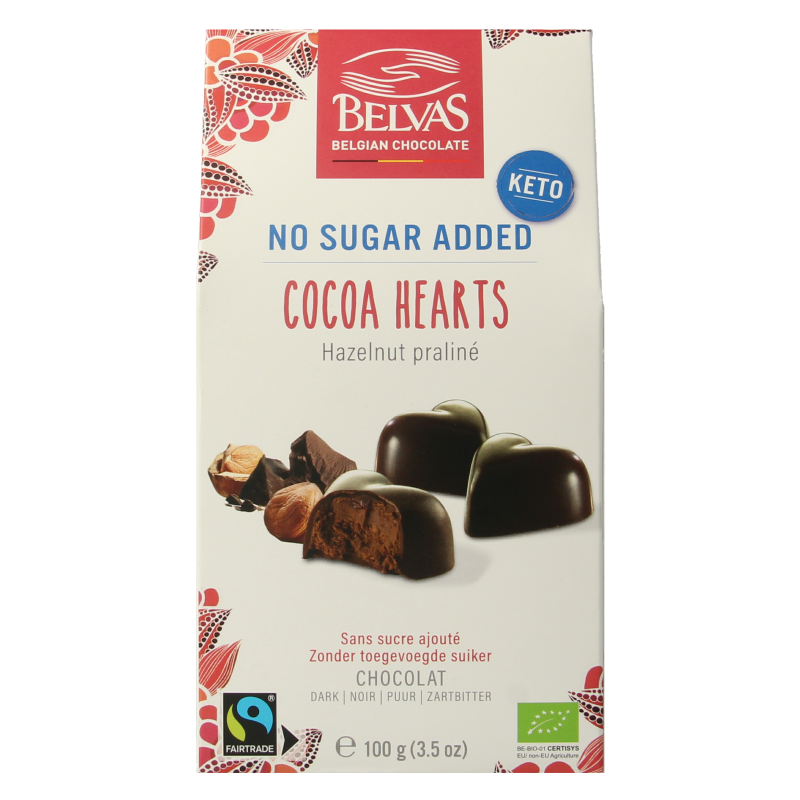 Belvas Choco hart hazelnoot praline bio 100 Gram
