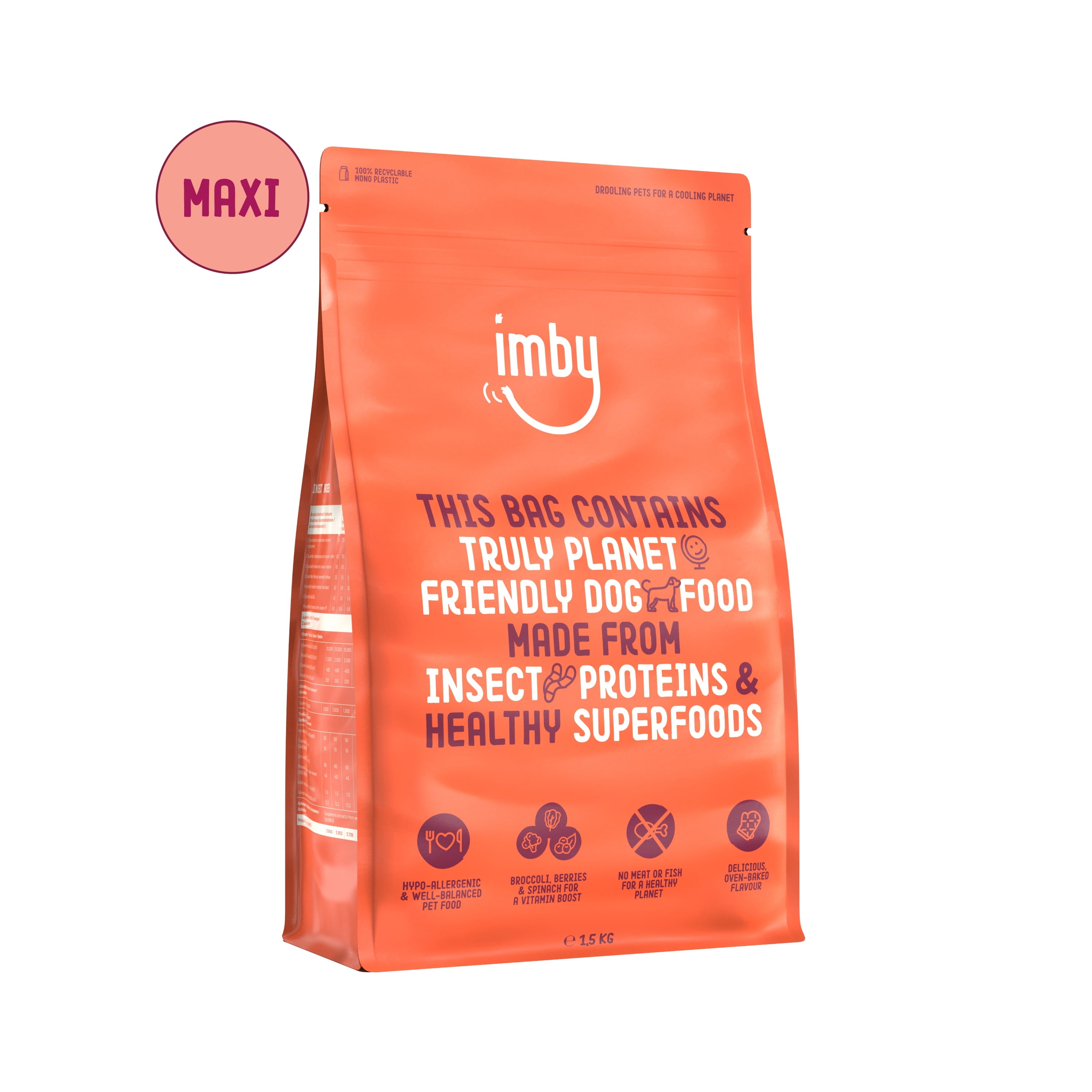 Imby Pet Food Hondenbrokken insecteneiwit groot +35kg 1500 Gram