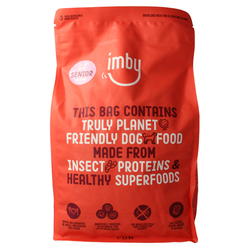 Imby Pet Food Hondenbrokken insecteneiwitten hond senior 8+ 1500 Gram