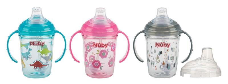 Nuby Antilekbeker handvat & print 240ml 6+ maanden 1 Stuks