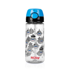 Nuby Beker zacht rietje drukknop blauw 540ml 4+ jaar 1.00 Stuks