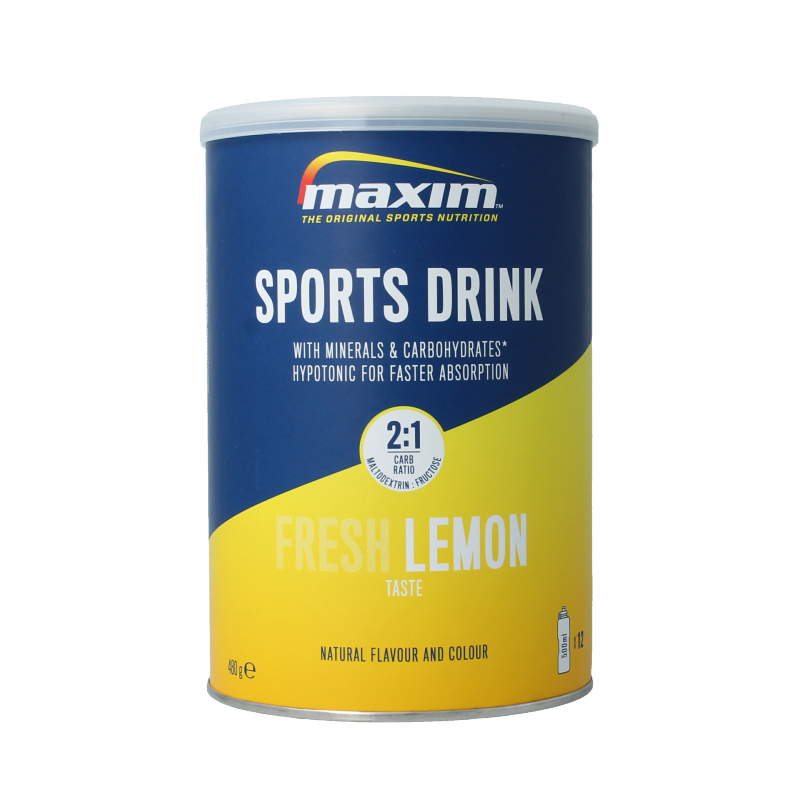 Maxim Sports drinkpowder tins fresh lemon 480 Gram