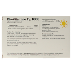 Pharma Nord Bio vitamine D3 25mcg 1000IE 120.00 Capsules