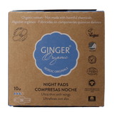 Ginger Organic Maandverband nacht met vleugels 10 Stuks