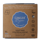 Ginger Organic Maandverband nacht met vleugels 10 Stuks