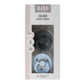 Bibs Fopspeen maat 2 iron / baby blue natural rubber 2 Stuks