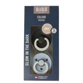 Bibs Fopspeen maat 2 iron/baby blue night 2 pack 2 Stuks