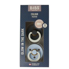 Bibs Fopspeen maat 2 iron/baby blue night 2 pack 2 Stuks