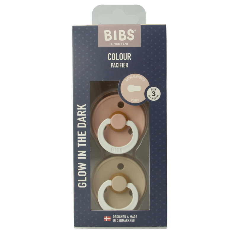 Bibs Fopspeen maat 3 blush vanilla night 2 Stuks