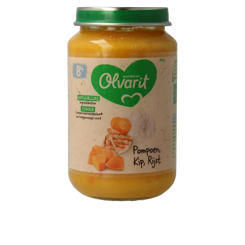 Olvarit Pompoen kip rijst 8M14 200 Gram