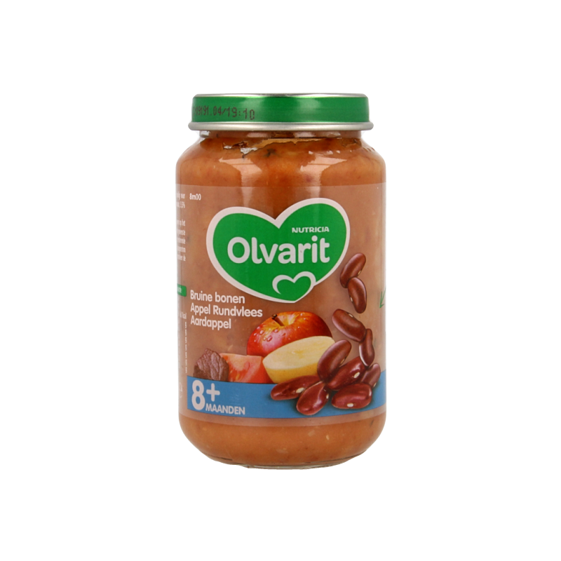 Olvarit Bruine bonen appel rundvlees aardappel 8M00 200 Gram