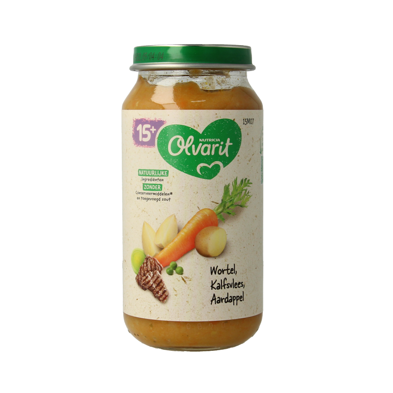 Olvarit Wortel kalfsvlees aardappel 15M07 250 Gram