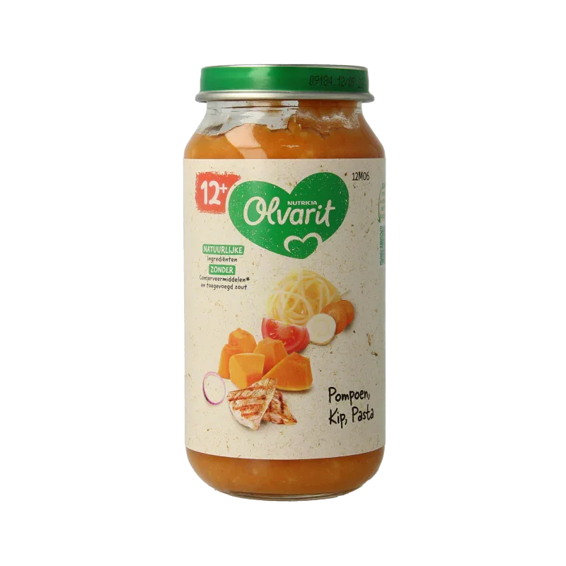 Olvarit Pompoen kip pasta 12M06 250 Gram