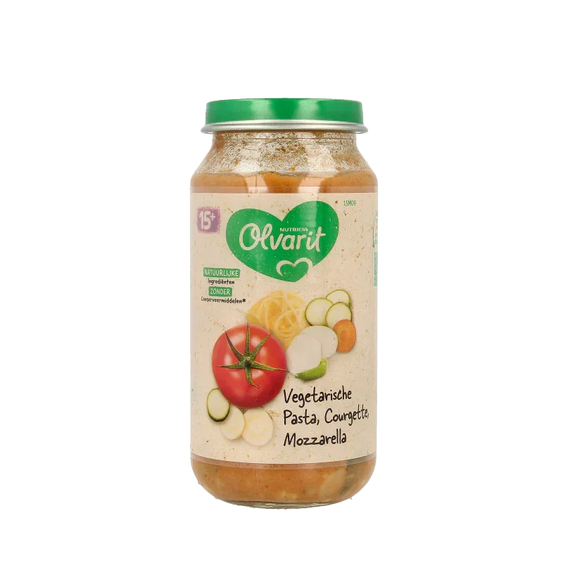 Olvarit Vegetarische pasta courgette mozzarella 15M09 250 Gram