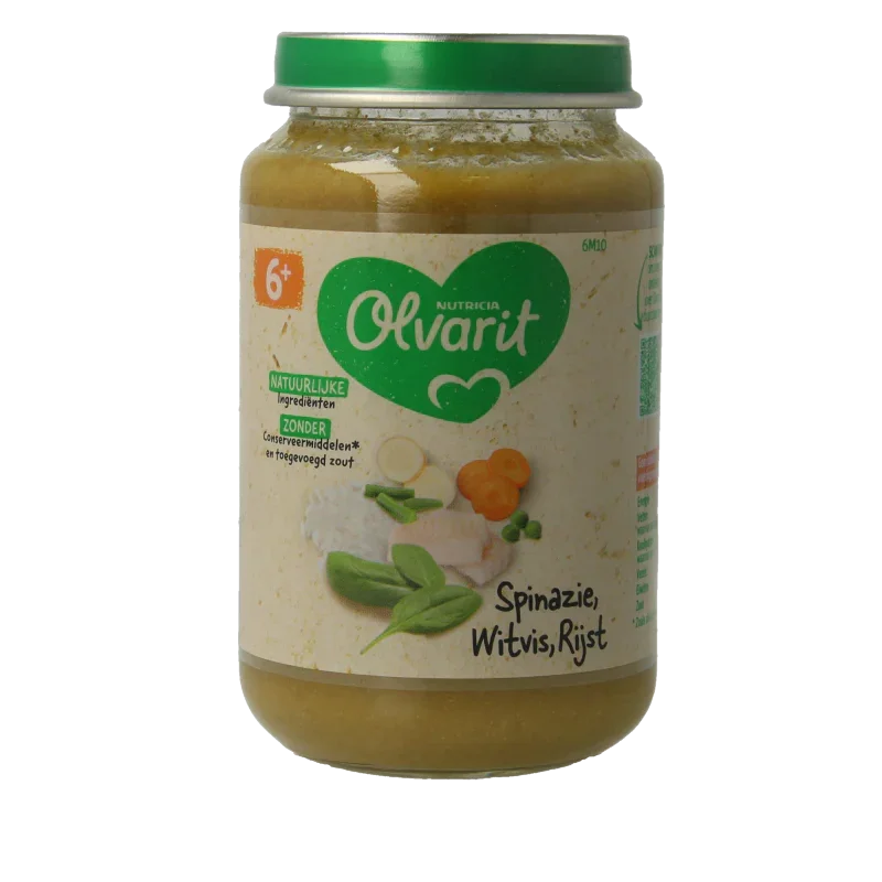 Olvarit Spinazie witvis rijst 6M10 200 Gram