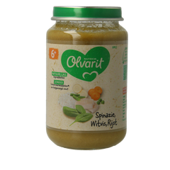 Olvarit Spinazie witvis rijst 6M10 200.00 Gram