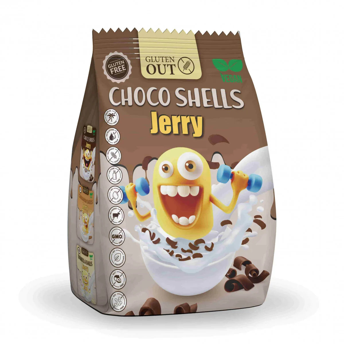 Gluten Out Jerry choco shells glutenvrij 375 Gram