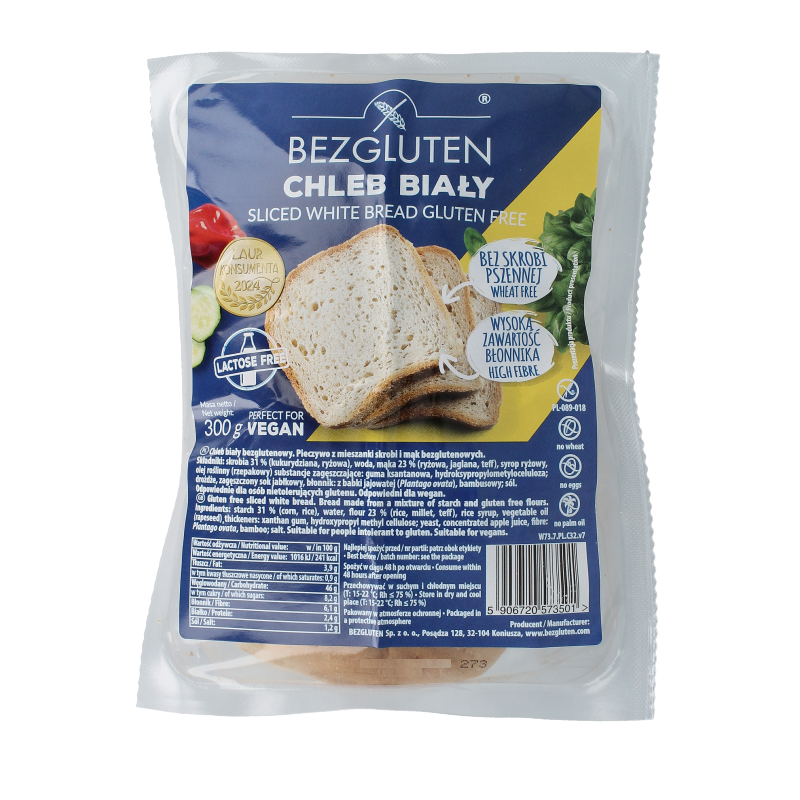 Bezgluten Wit brood gesneden glutenvrij 300 Gram