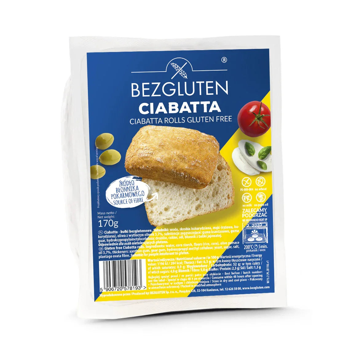 Bezgluten Ciabatta glutenvrij 170 Gram