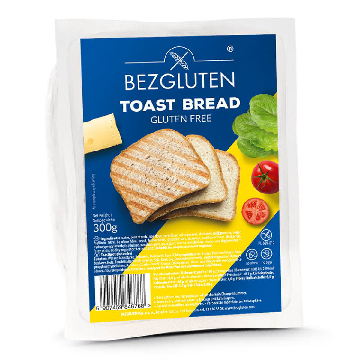 Bezgluten Toast brood glutenvrij 300 Gram