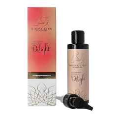 Bodygliss Silky soft massageolie champagne strawberry 150 Milliliter