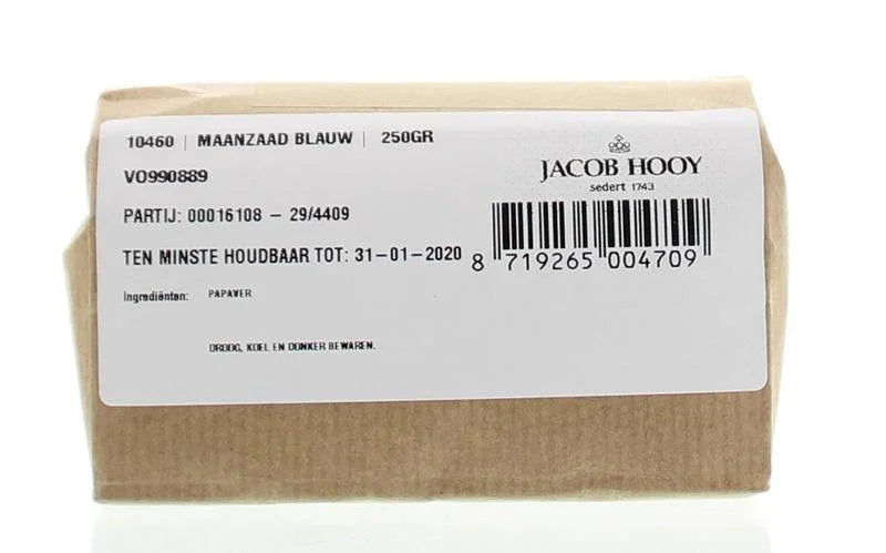 Jacob Hooy Maanzaad blauw/papaver coer 250 Gram