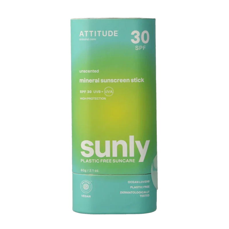 Attitude Sunly zonnebrandstick SPF30 parfumvrij 60 Gram