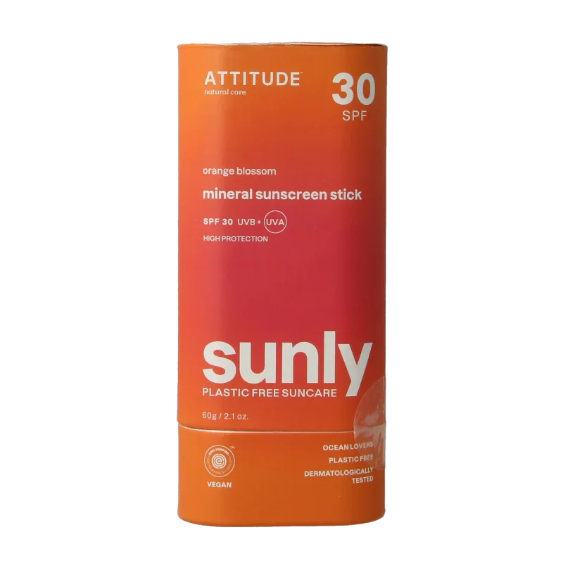 Attitude Sunly zonnebrandstick SPF30 oranjebloesem 60 Gram