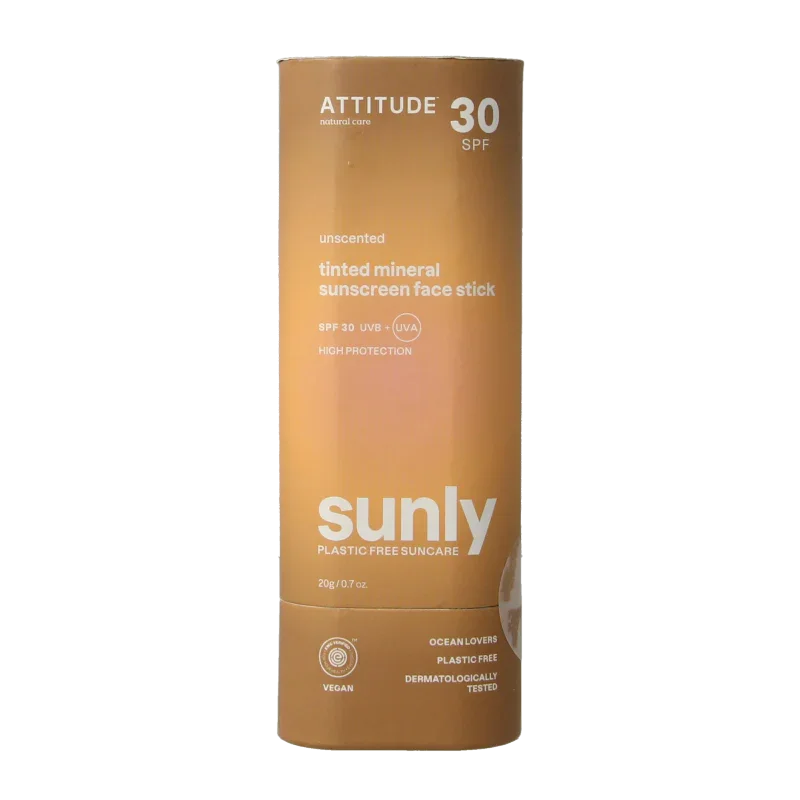 Attitude Sunly gezichtszonnebrandstick getint SPF30 20 Gram