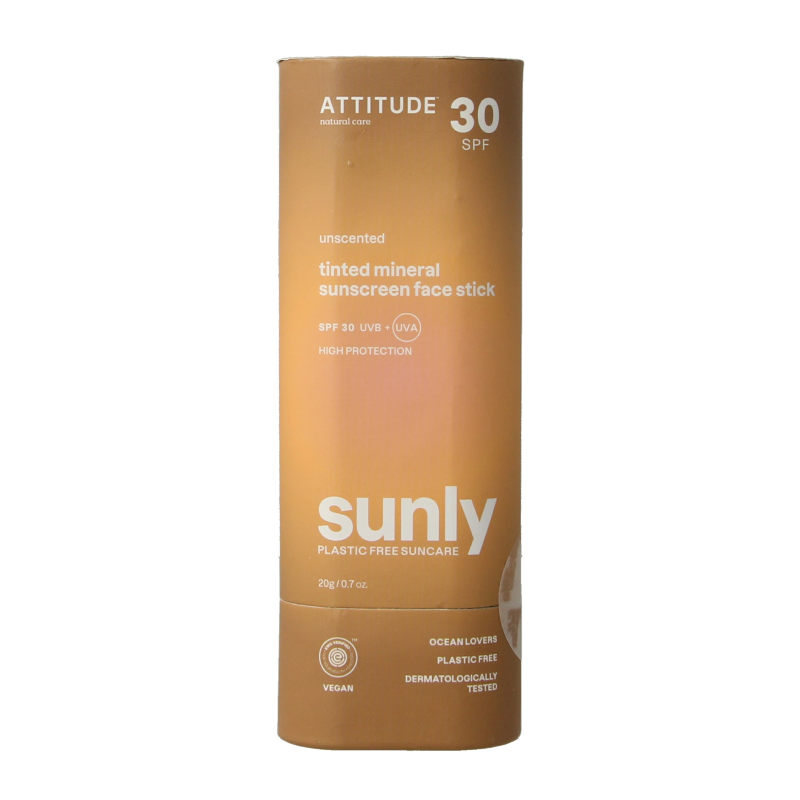 Attitude Sunly gezichtszonnebrandstick getint SPF30 20 Gram