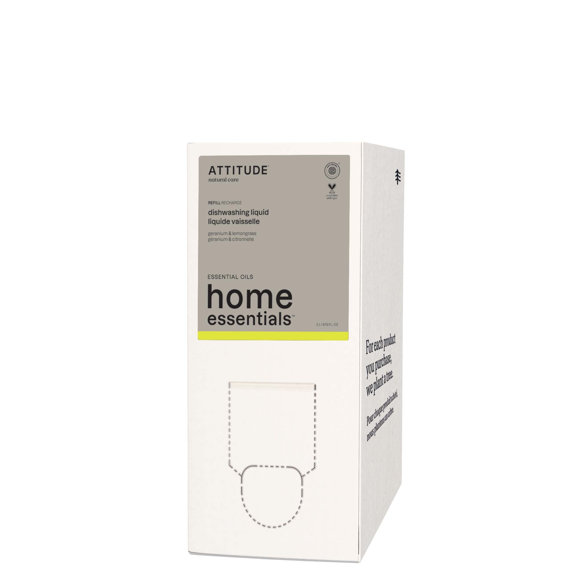 Attitude Afwasmiddel geranium & citroengras refill 2 Liter