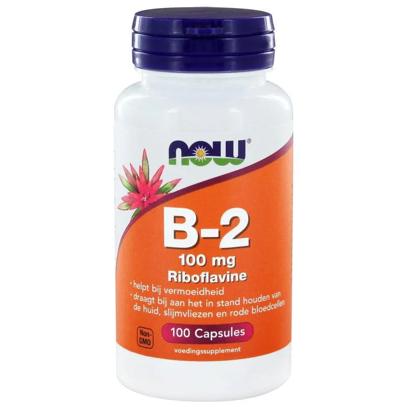 NOW Vitamine B2 100mg 100 Vegetarische capsules